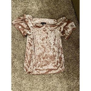 Relativity Off Shoulder Pink Velvet Top Small NWOT